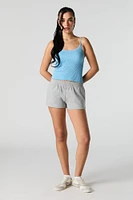 Seamless Ribbed Lace Trim Scoop Neck Tank