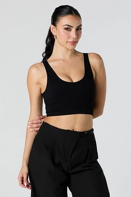 Seamless Ribbed V-Neck Cropped Tank