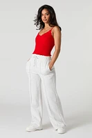 Camisole côtelée sans couture avec liséré de dentelle