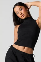 Ribbed Turtleneck Cropped Tank