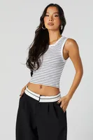 Striped Ribbed Crewneck  Tank