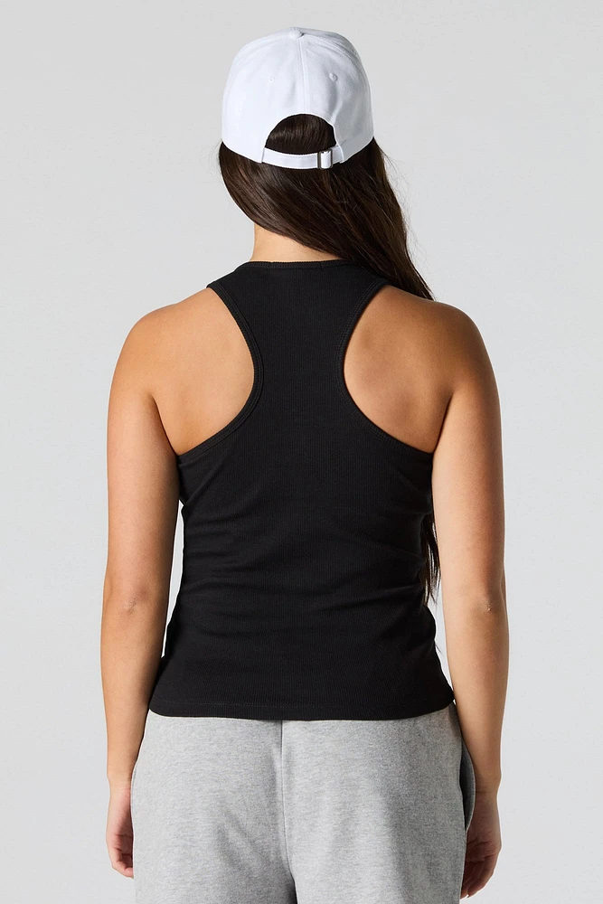 Ribbed Racerback Tank with Built-In Bra Cups