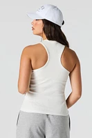 Ribbed Racerback Tank with Built-In Bra Cups