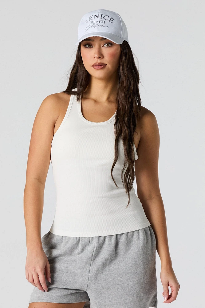 Ribbed Racerback Tank with Built-In Bra Cups