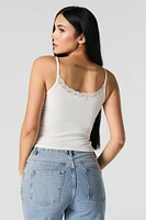 Camisole cÃ´telÃ©e courte avec lisÃ©rÃ© de dentelle