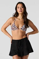 Crochet Flounce Mini Skirt Cover Up