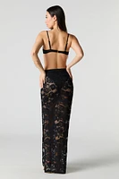 Floral Lace Slit Maxi Skirt Cover Up