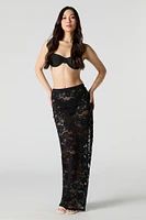 Floral Lace Slit Maxi Skirt Cover Up