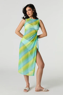 Mesh Tie Side Midi Dress Swim Cover-Up