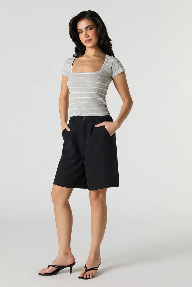 Ribbed Square Neck Baby Tee
