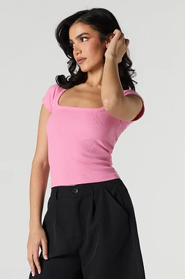 Ribbed Square Neck Baby Tee