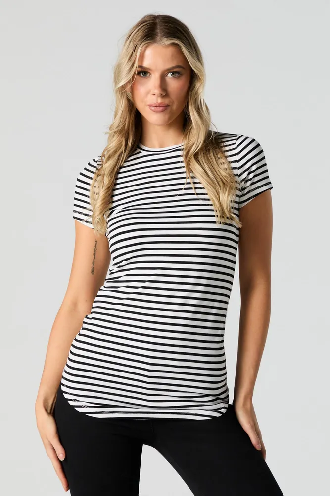 Striped Crew Neck Short Sleeve Top