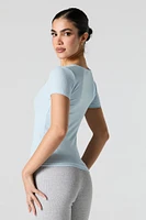 Ribbed Square Neck Fitted T-Shirt