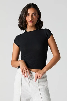 Ribbed High Neck T-Shirt