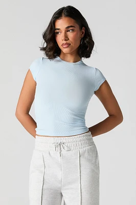 Ribbed High Neck T-Shirt