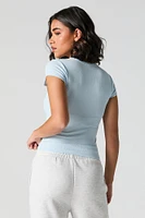 Ribbed High Neck T-Shirt