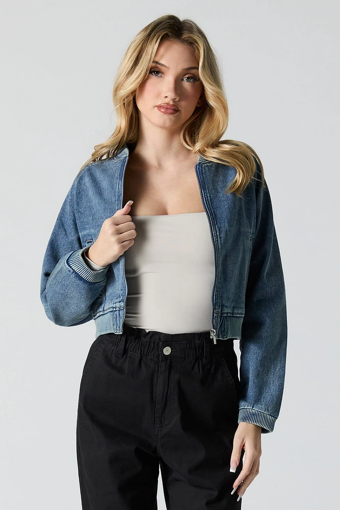 Blouson d'avaiteur en denim écourté