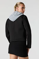 Scuba Cropped Coat with Hood