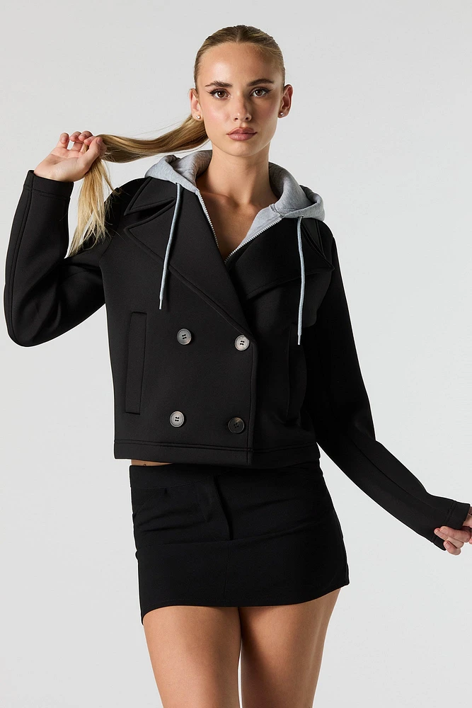 Scuba Cropped Coat with Hood