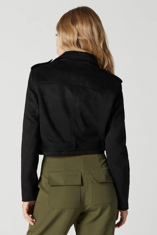 Faux Suede Biker Jacket