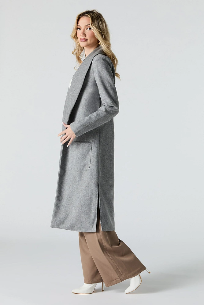 Manteau long ouvert en laine