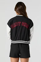 Twill Embroidered Nylon Varsity Jacket