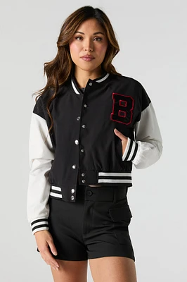 Twill Embroidered Nylon Varsity Jacket