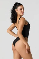 Ribbed Zip-Up One Piece Swimsuit