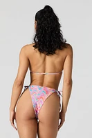 Swirl Print Drawstring Side Bikini Bottom