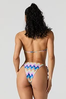 Geo Print Drawstring Side Bikini Bottom