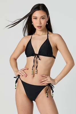 Beaded Drawstring Bikini Top