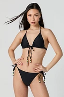 Beaded Drawstring Bikini Top
