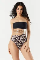 Cheetah Print Metallic Cut-Out One Piece Swimsuit