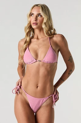 Culotte de bikini avec attaches ornées perles