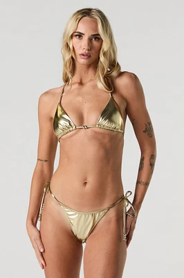 Culotte de bikini avec attaches ornées perles