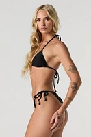 Haut de bikini triangulaire orné perles