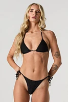 Haut de bikini triangulaire orné perles