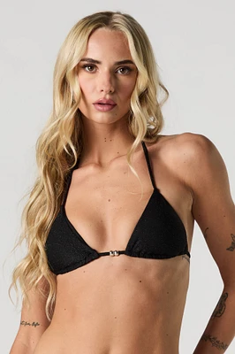 Haut de bikini triangulaire orné perles