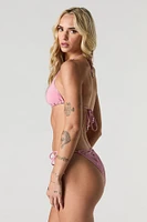 Haut de bikini triangulaire orné perles