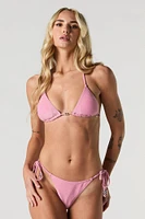 Haut de bikini triangulaire orné perles