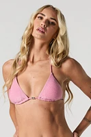 Haut de bikini triangulaire orné perles