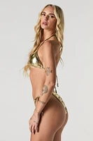 Haut de bikini triangulaire orné perles
