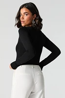 Zip-Up Curved Hem Sweater