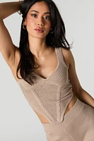 Camisole corset côtelée en tricot ouvert