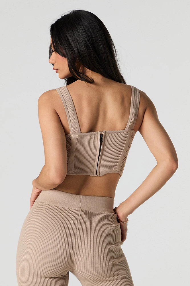 Camisole corset côtelée en tricot ouvert
