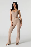 Camisole corset côtelée en tricot ouvert