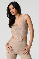Camisole corset côtelée en tricot ouvert