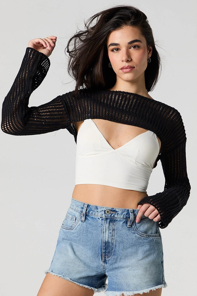 Chandail ultracourt en tricot ajouré