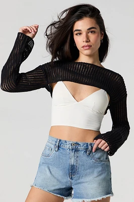 Chandail ultracourt en tricot ajouré