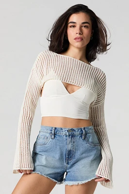 Chandail ultracourt en tricot ajouré